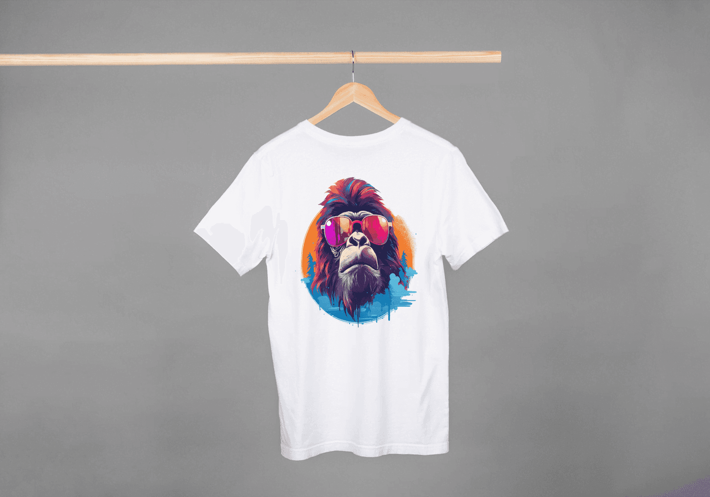 Cool Gorilla Sunglasses: Vibrant Animal Graphic Tee - Essentia Attire