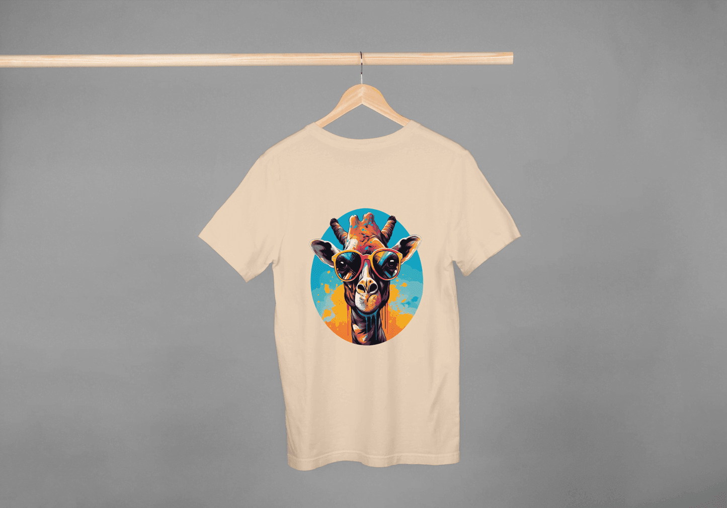 Cool Giraffe Sunglasses: Vibrant Animal Graphic Tee - Essentia Attire