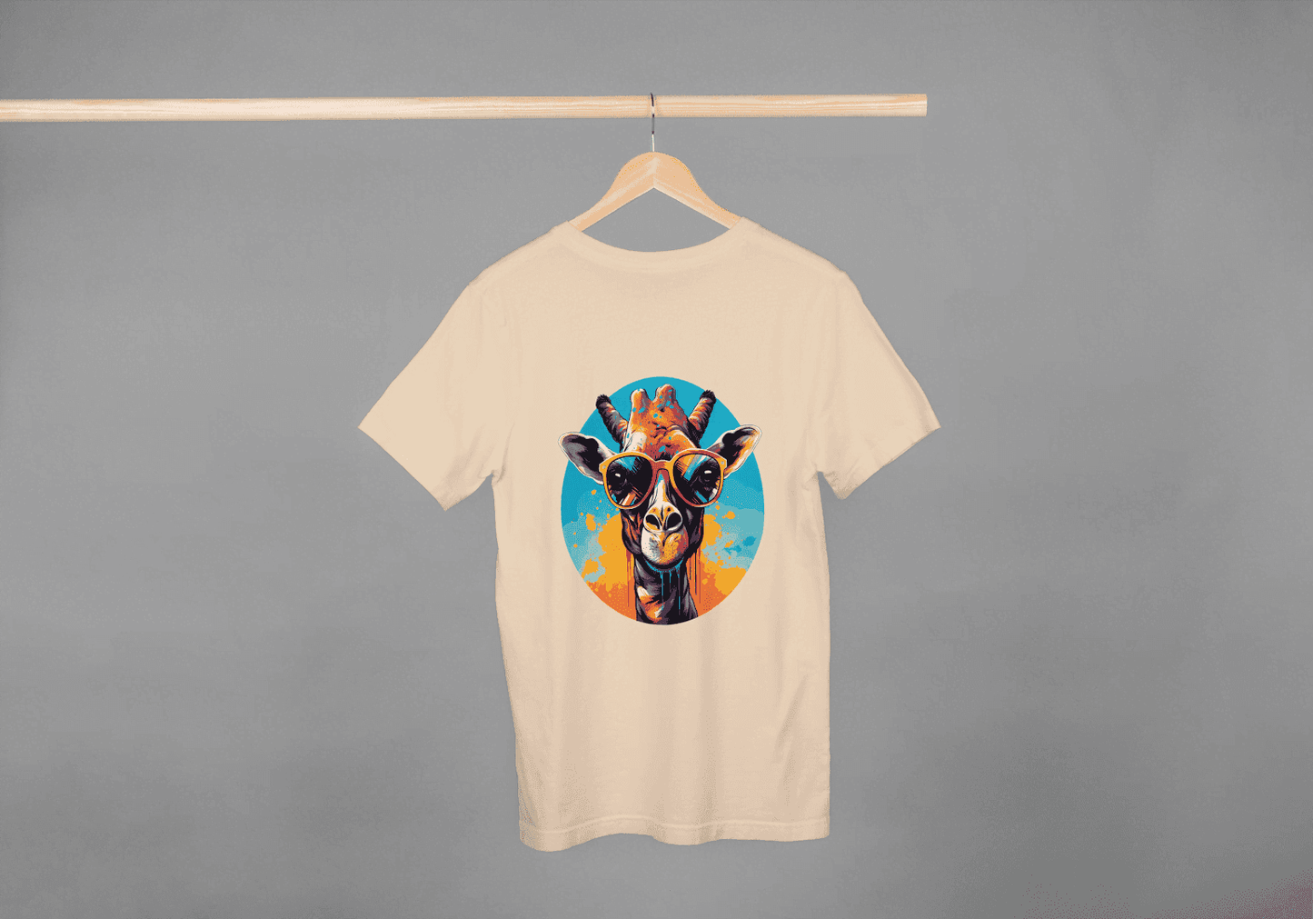 Cool Giraffe Sunglasses: Vibrant Animal Graphic Tee - Essentia Attire