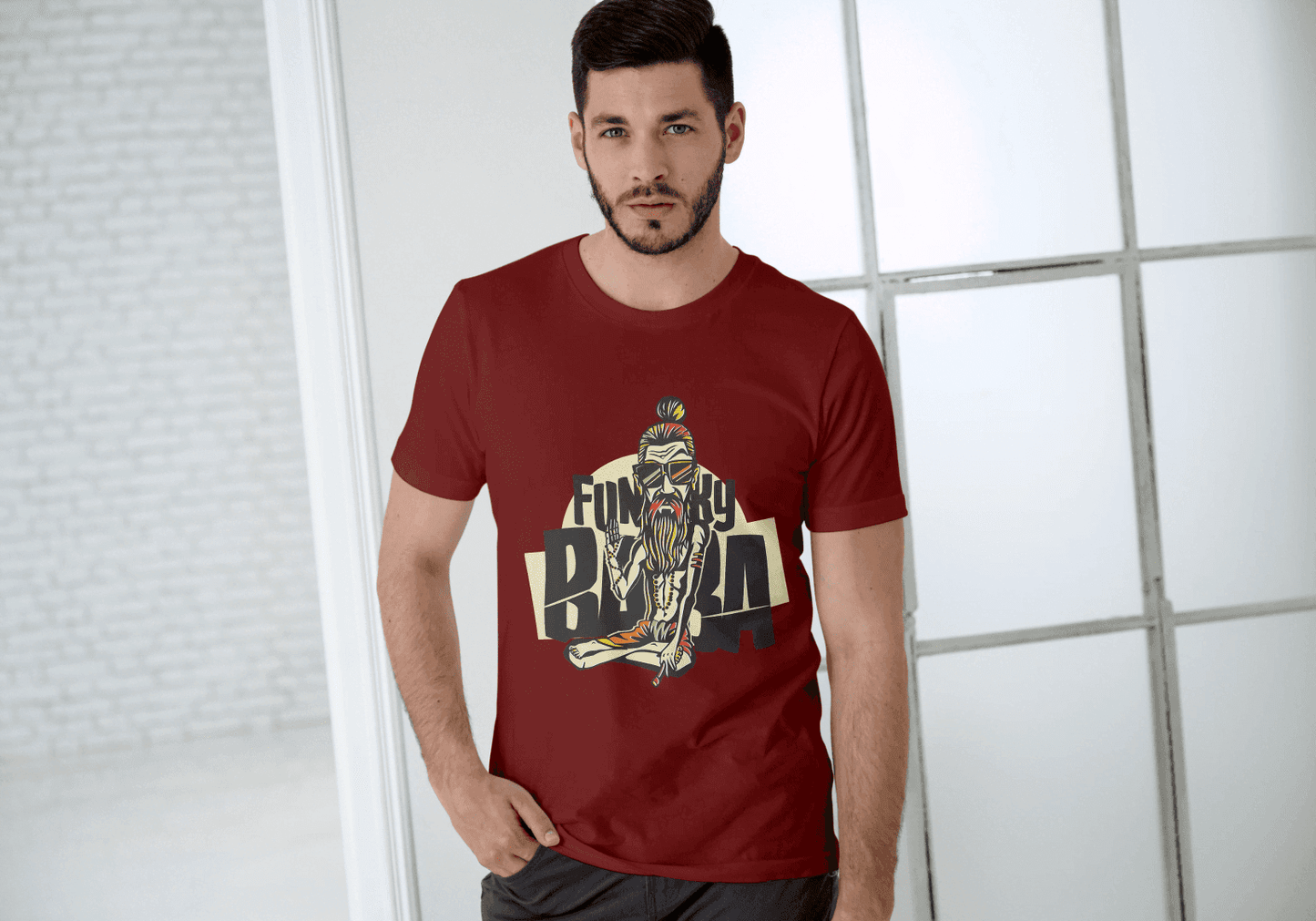 Funny Funky Baba: Cool Spiritual Guru Graphic Tee - Essentia Attire