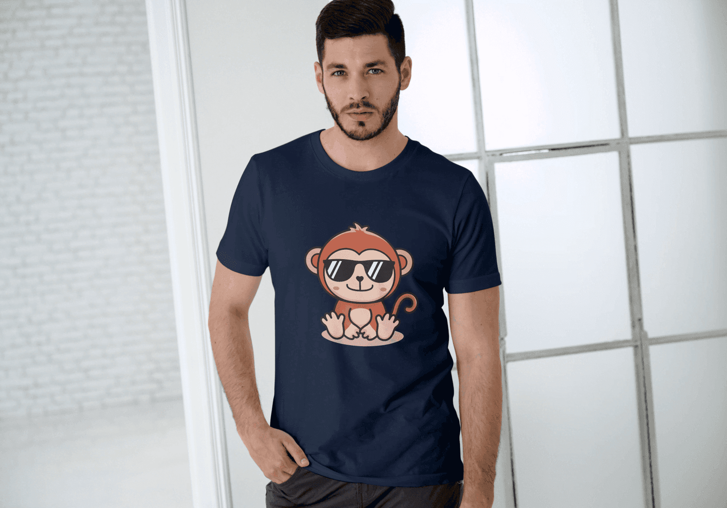Cute Monkey Chilling: Cool Animal Graphic Tee - Essentia Attire
