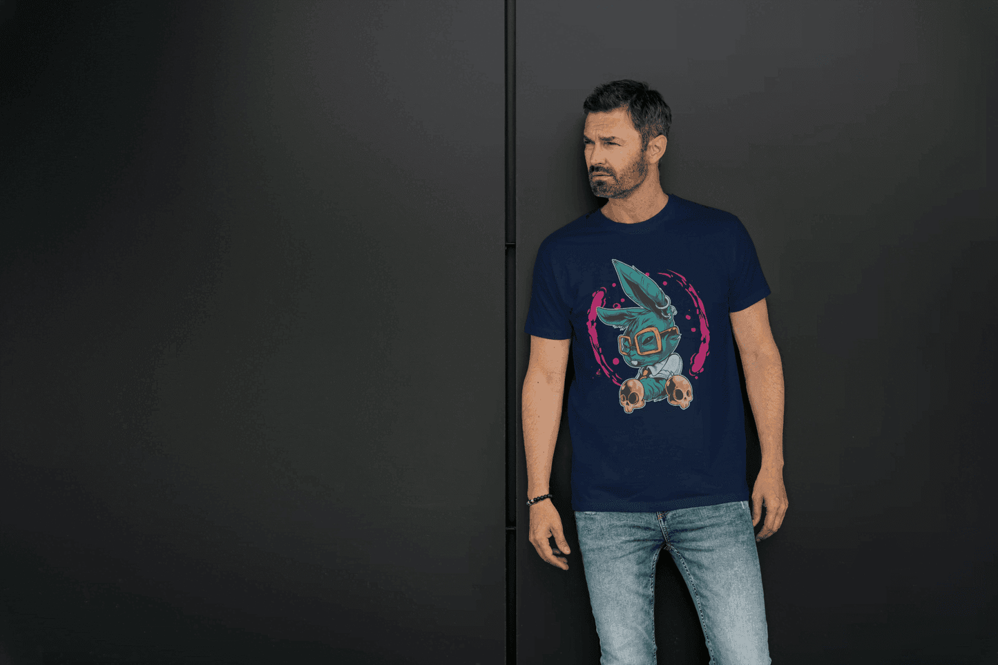 Punk Rock Rabbit: Artistic Animal Print Tee - Essentia Attire