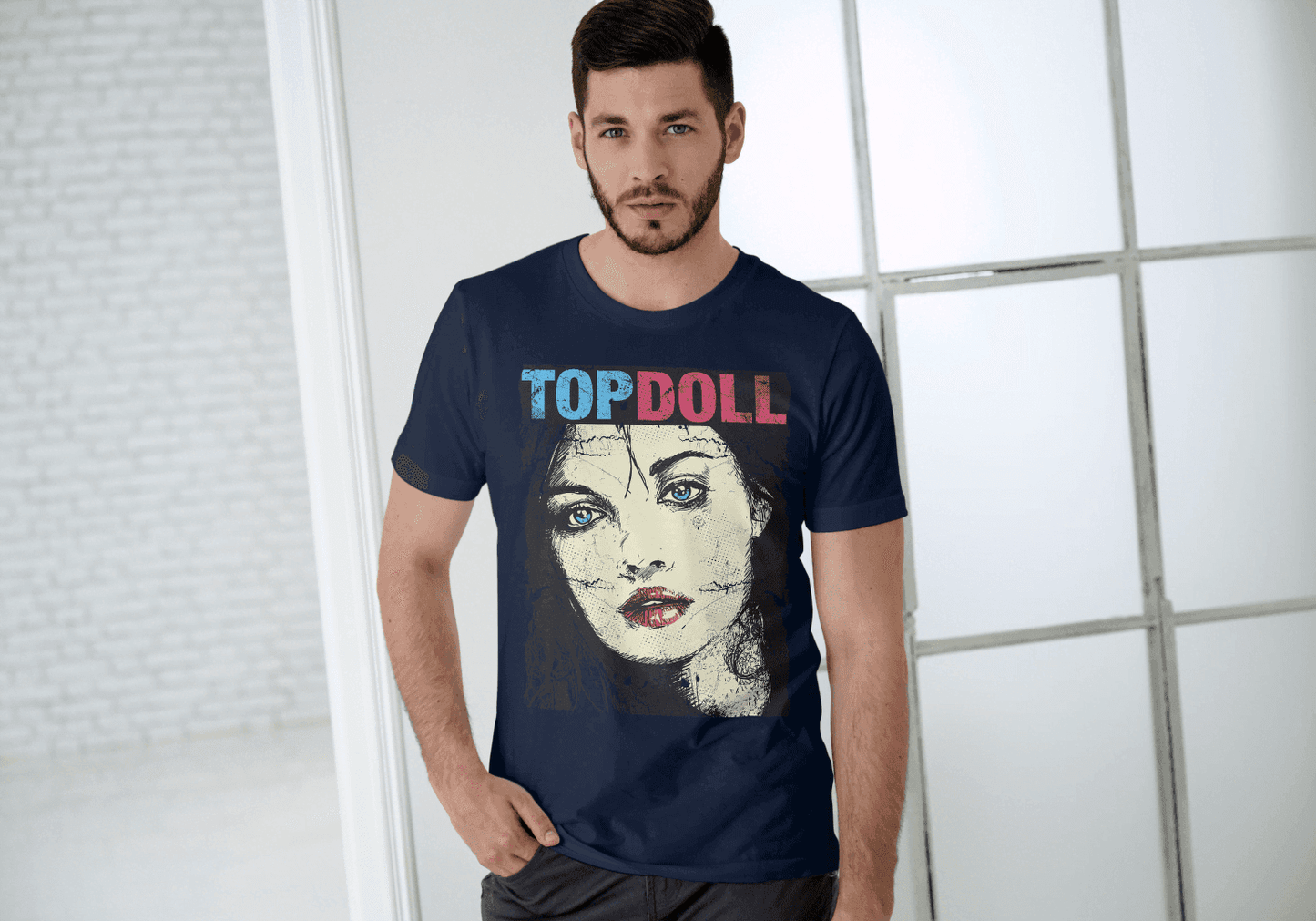 Distressed Style Face Tee: Unique Artistic Graphic - Essentia Attire
