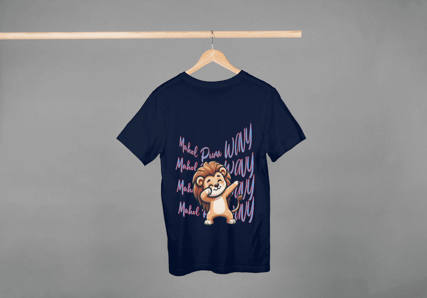 Mahol Pura Wavy: Playful Cute Lion Cub Graphic Tee - Essentia Attire