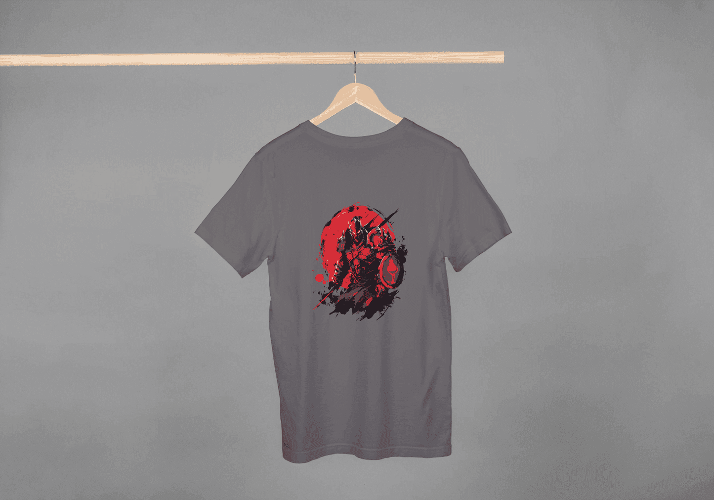 Red Sun Warrior: Samurai Battle Stance Tee - Essentia Attire