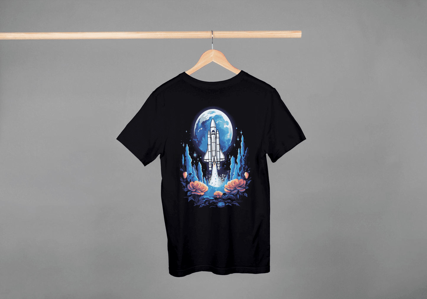 Space Shuttle Launch: Cosmic Nebula Graphic Tee - Essentia Attire