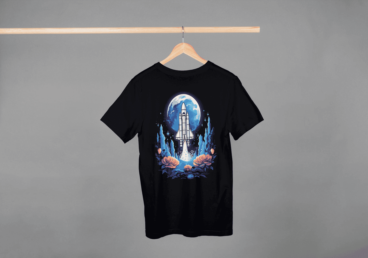 Space Shuttle Launch: Cosmic Nebula Graphic Tee - Essentia Attire
