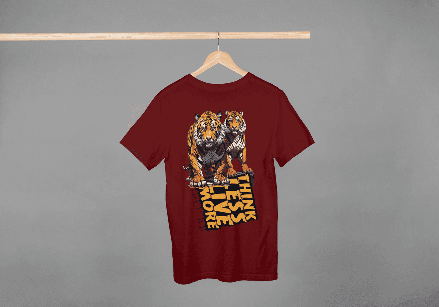 Think Less Live More: Tiger Inspirational Graphic Tee - Essentia Attire