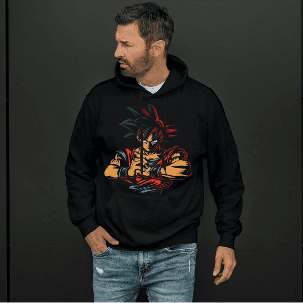DBZ Goku Super Saiyan 4 DropShoulder Hoodie | Primal Saiyan Form Anime