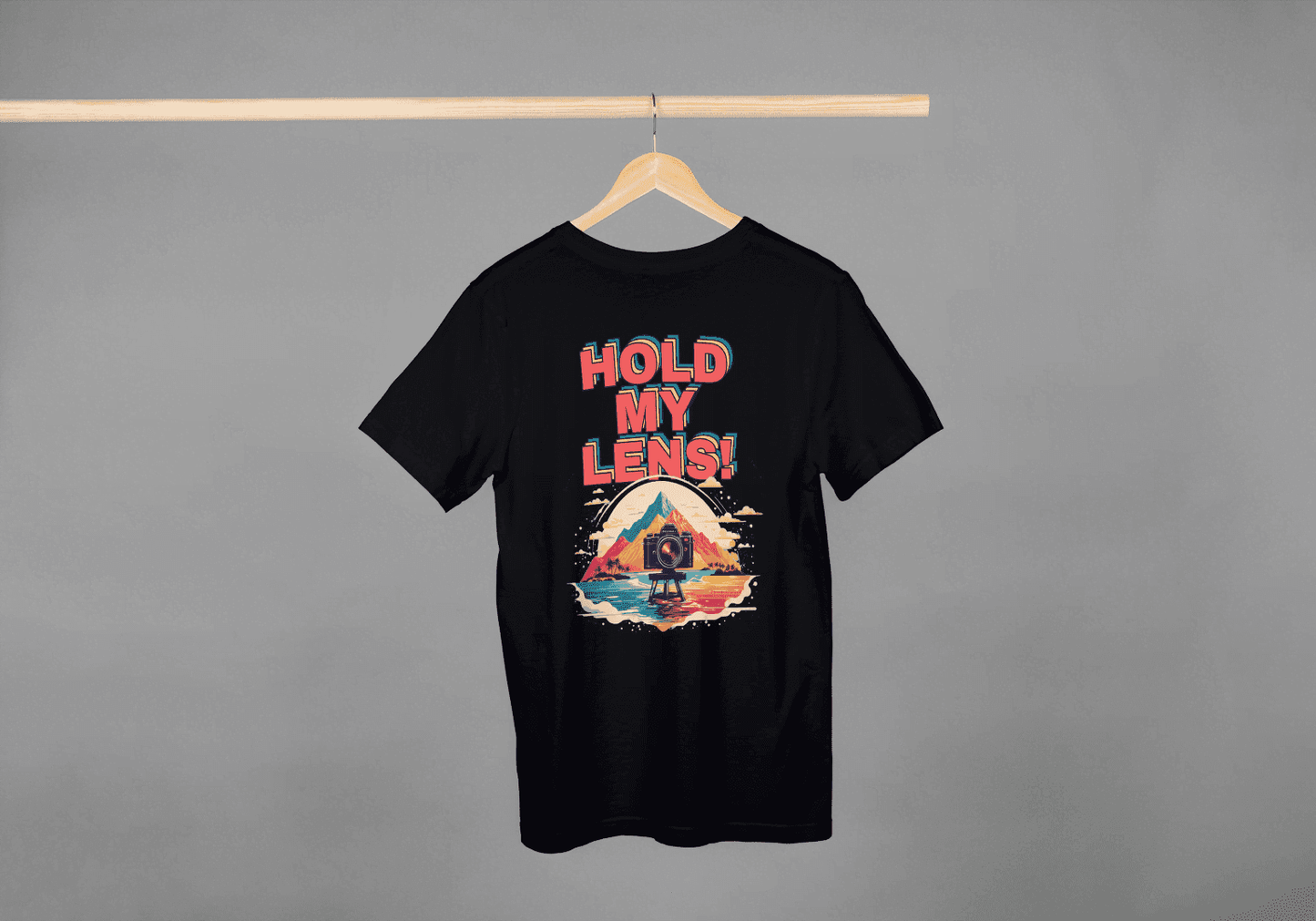 Hold My Lens Retro Photographer: Camera & Landscape Tee - Essentia Attire
