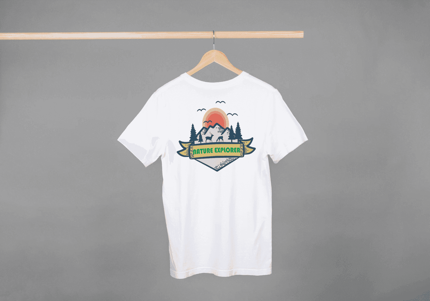 Nature Explorer Shield: Scenic Wildlife Adventure Tee - Essentia Attire