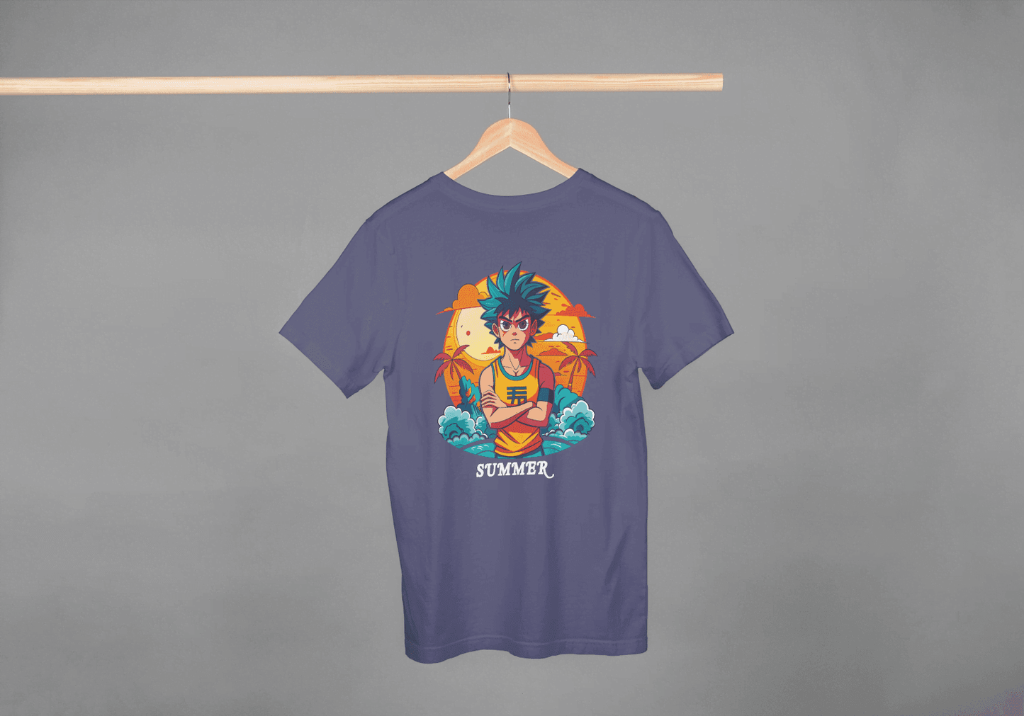Anime Summer Beach: Manga Style Vacation Tee - Essentia Attire
