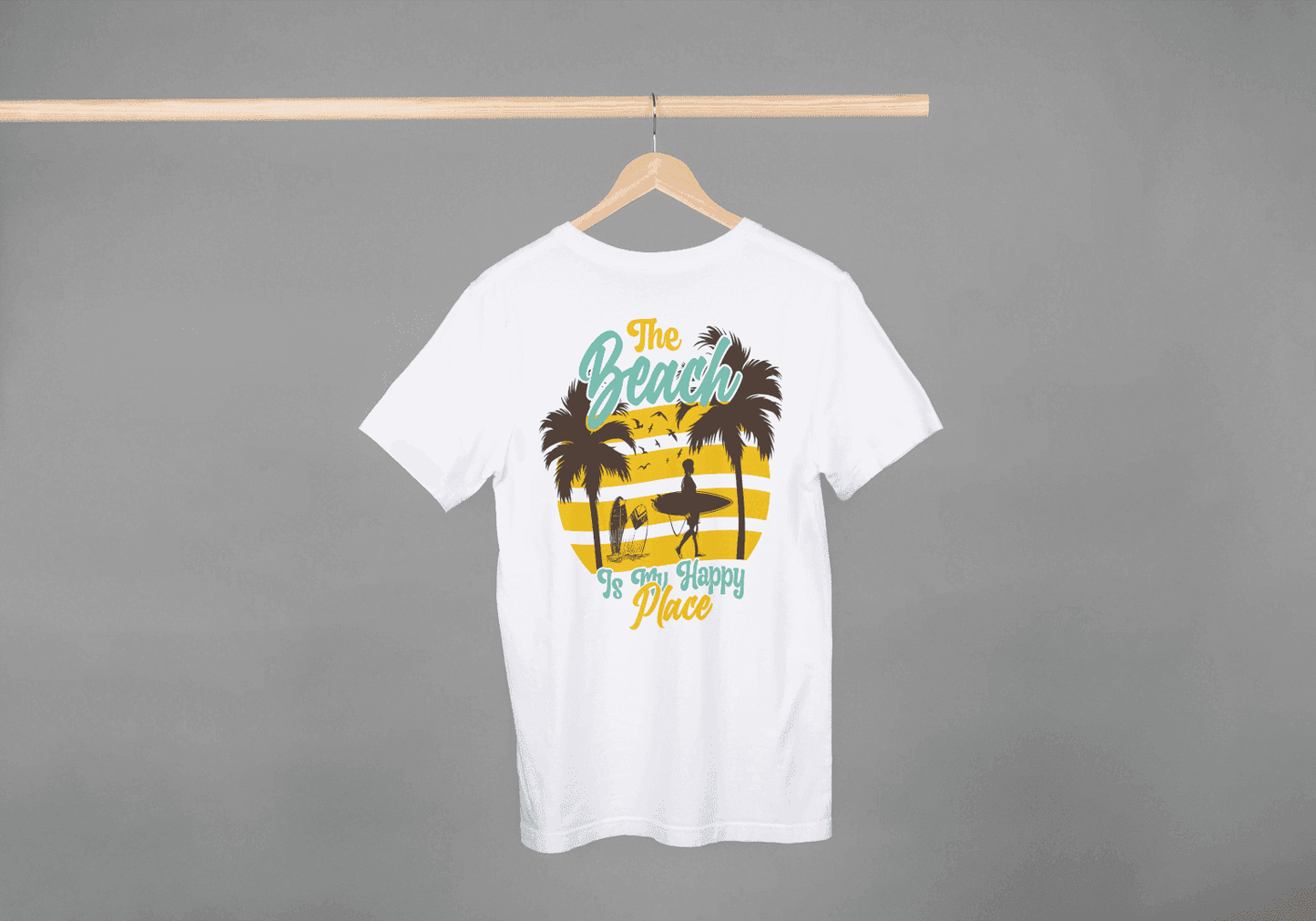 Beach Is My Happy Place Surfer: Summer Vibes Tee - Essentia Attire