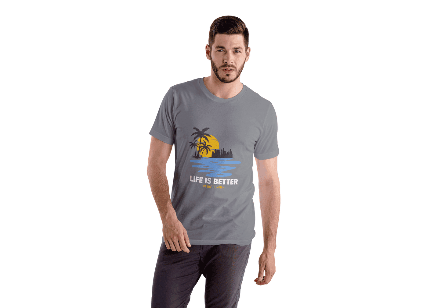 Life Is Better In The Summer: Beach & City Skyline Tee - Essentia Attire