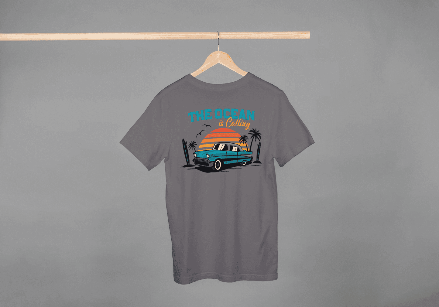 Ocean is Calling Vintage Car: Surf & Beach Life Tee - Essentia Attire