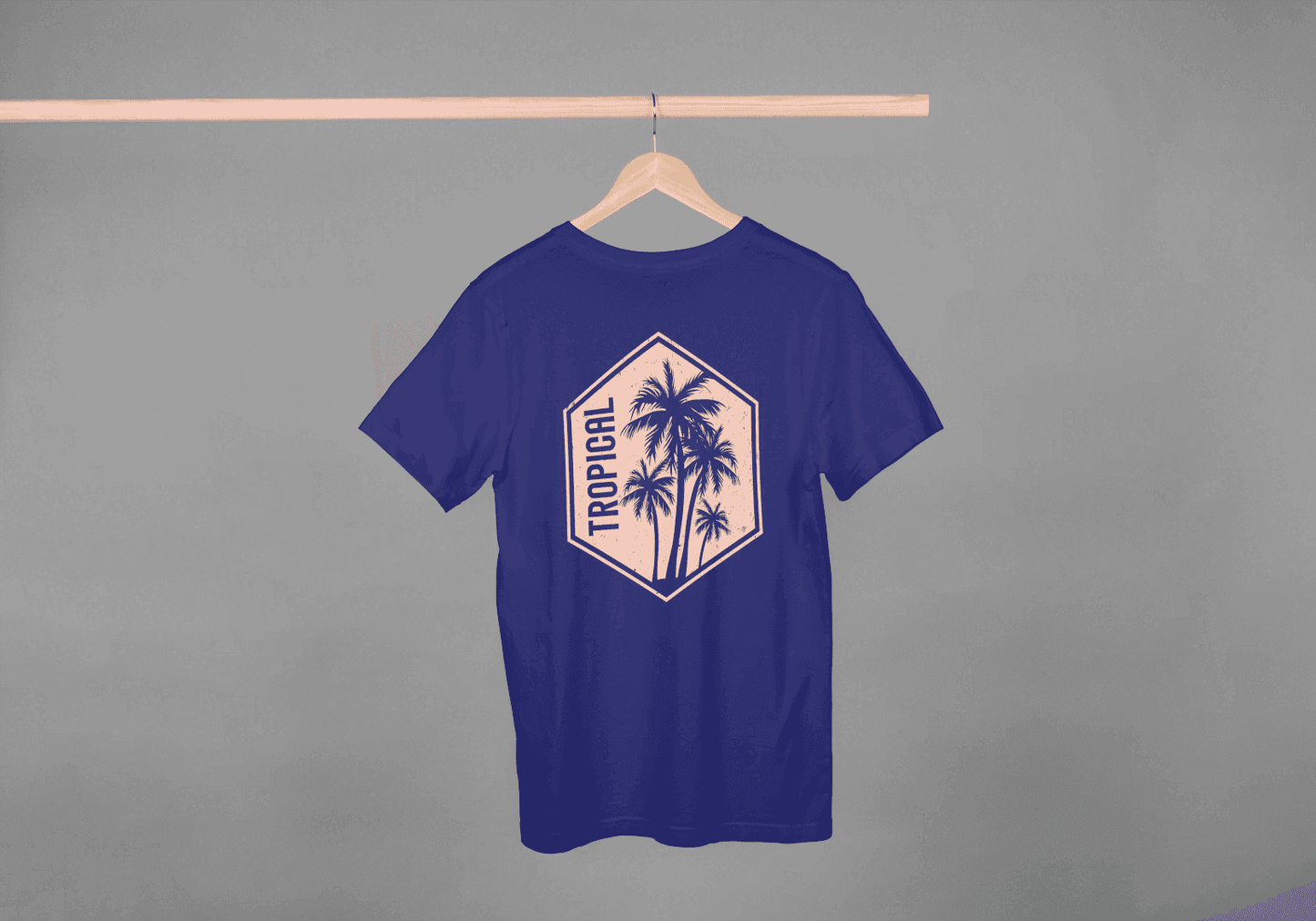 Tropical Palm Tree Hexagon: Minimalist Beach Vibes Tee - Essentia Attire