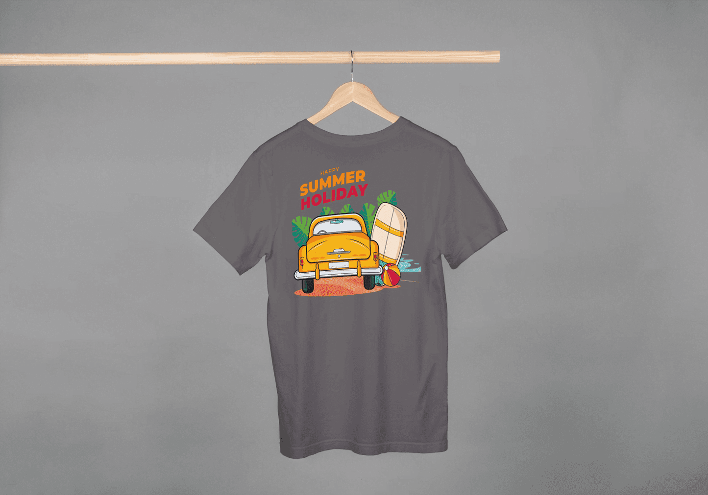 Happy Summer Holiday Classic Car: Retro Beach Surf Tee - Essentia Attire