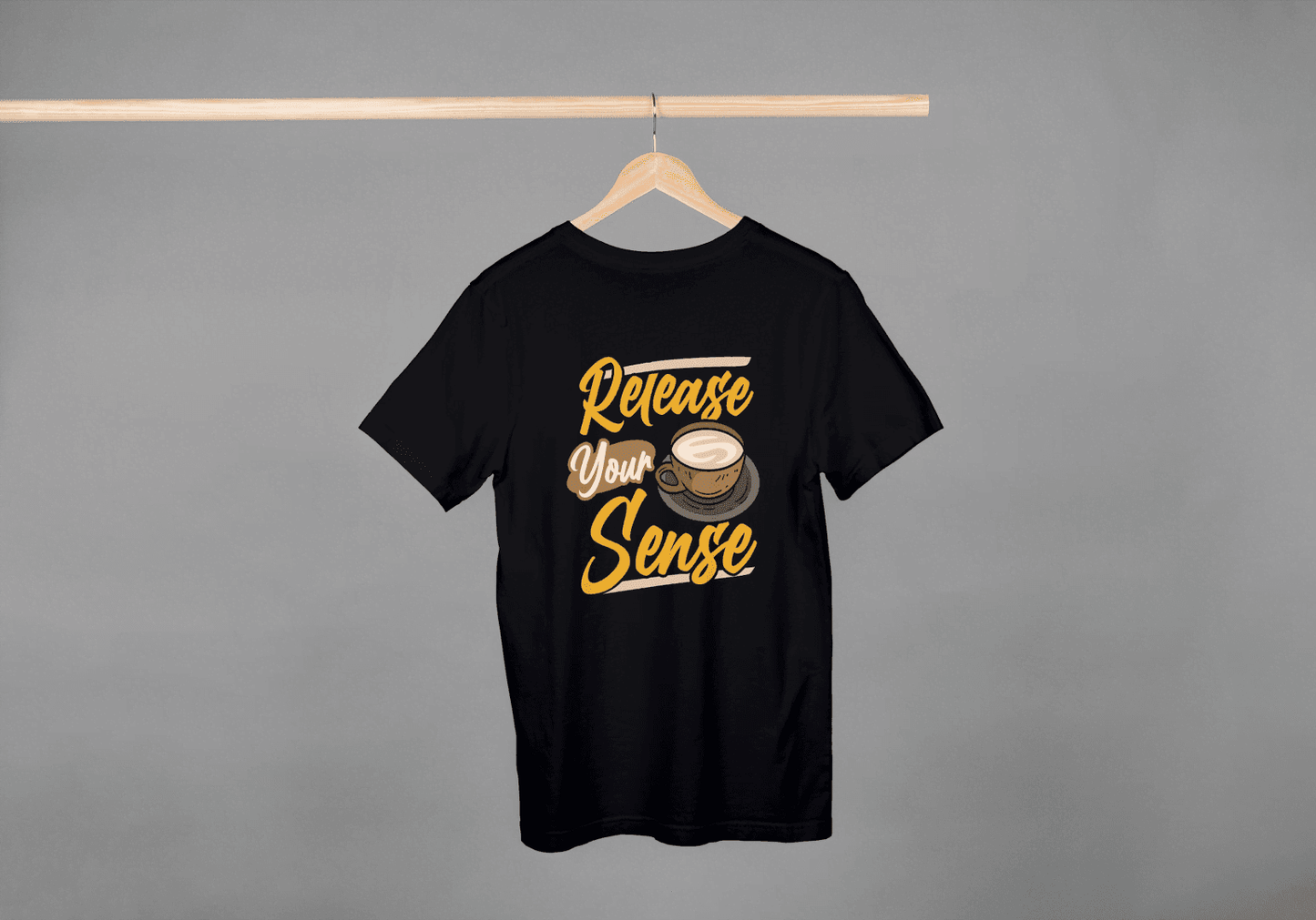 Release Your Sense Coffee Tee: Relaxing Brew Graphic Tee - Essentia Attire