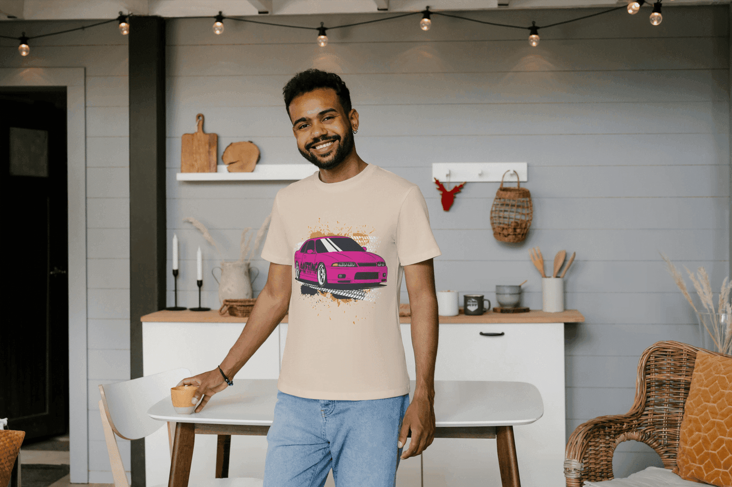 Pink Drift Car: Automotive Action Tee - Essentia Attire