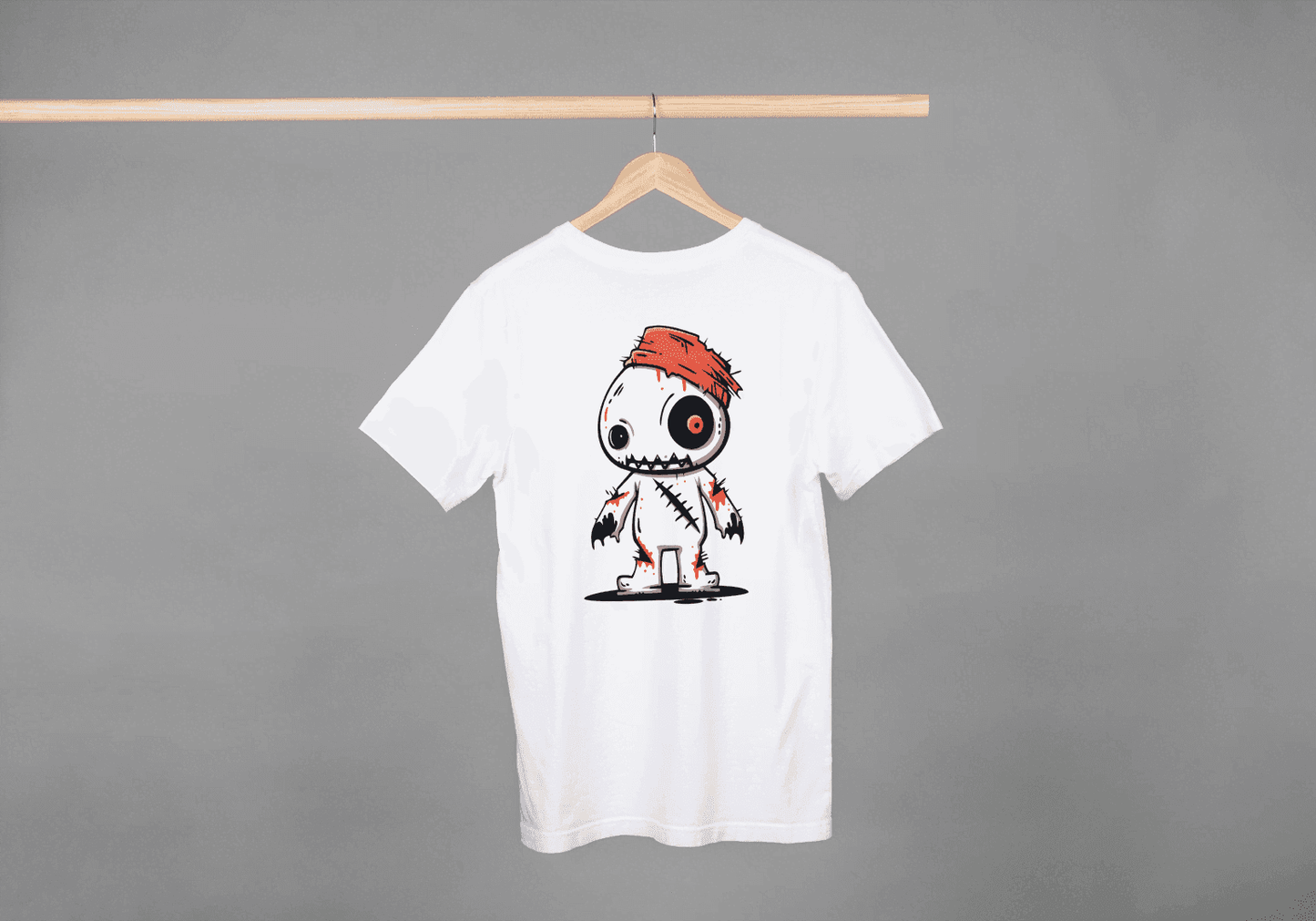 Cute Voodoo Doll: Spooky Cartoon Rag Doll Tee - Essentia Attire