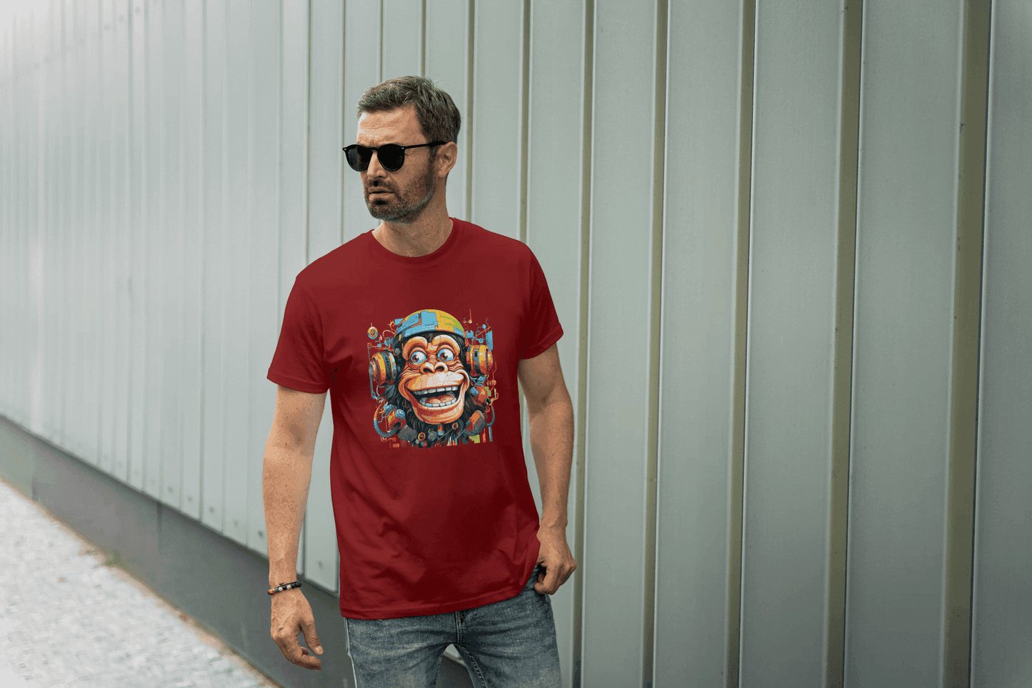 Vibrant DJ Monkey: Happy Music Lover Tee - Essentia Attire