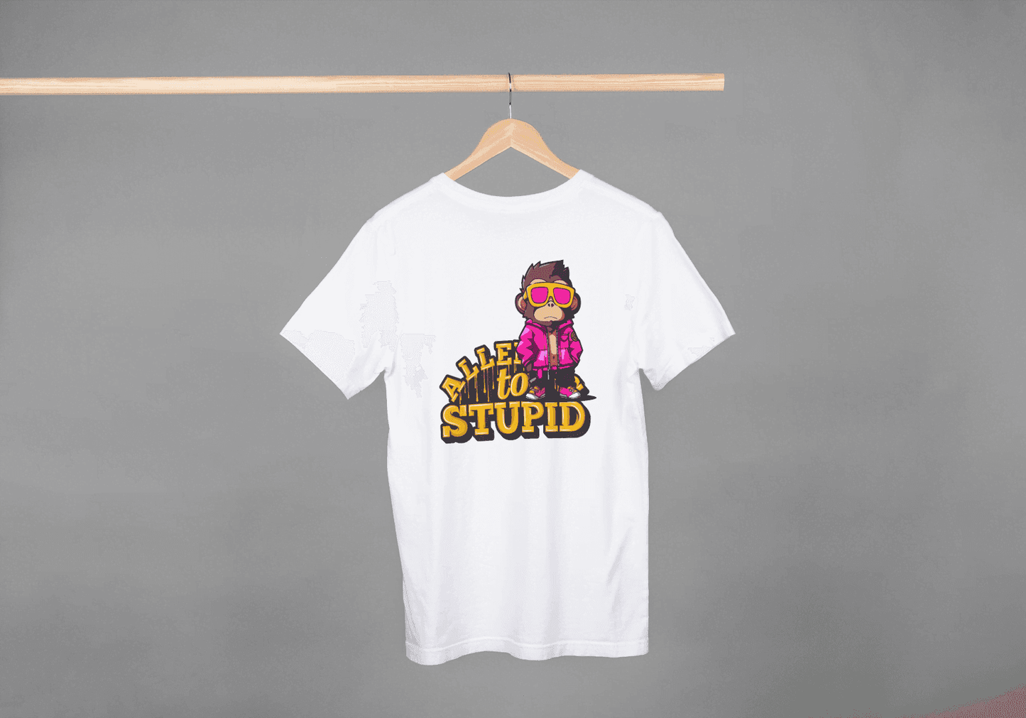 Allen To Stupid: Funny Monkey Graphic Tee - Essentia Attire