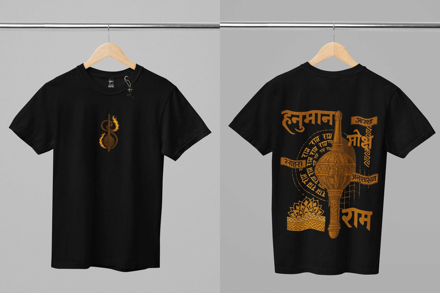 Lord Hanuman Gada T-Shirt | Bajrangbali Devotion Oversized Tee | Ram Bhakt Spiritual Wear