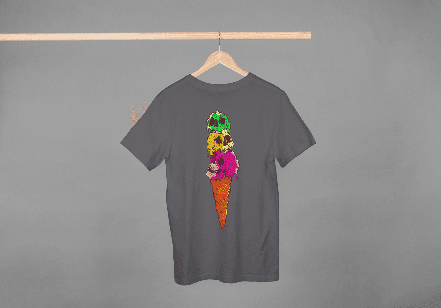 Skull Ice Cream Cone: Goth Pastel Dessert Tee - Essentia Attire