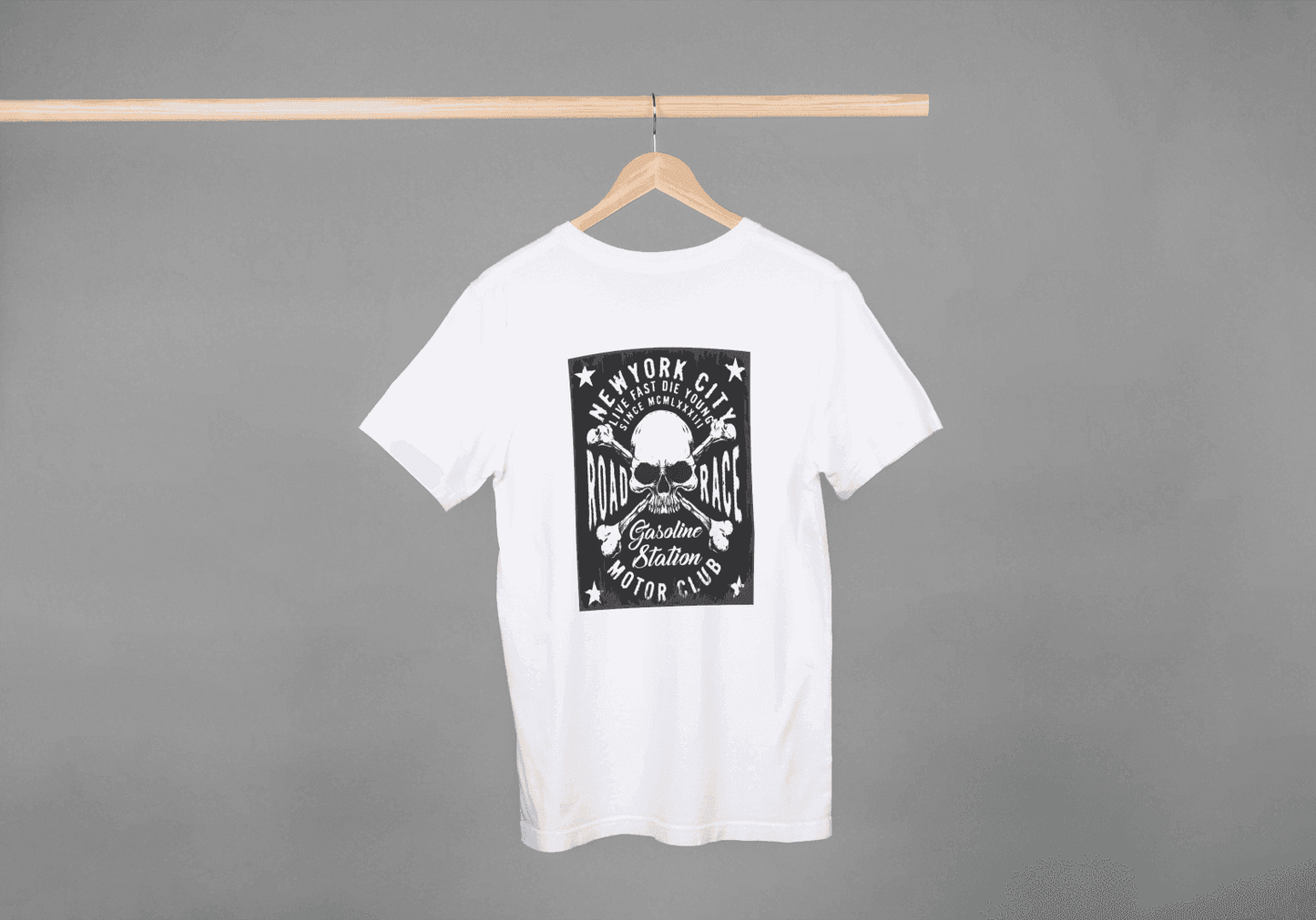 New York City Road Race Skull: Motor Club Graphic Tee - Essentia Attire