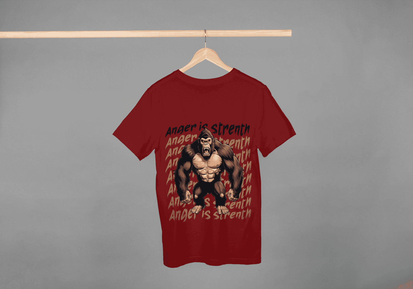 Anger is Strength Gorilla: Powerful Ape Fitness Tee - Essentia Attire