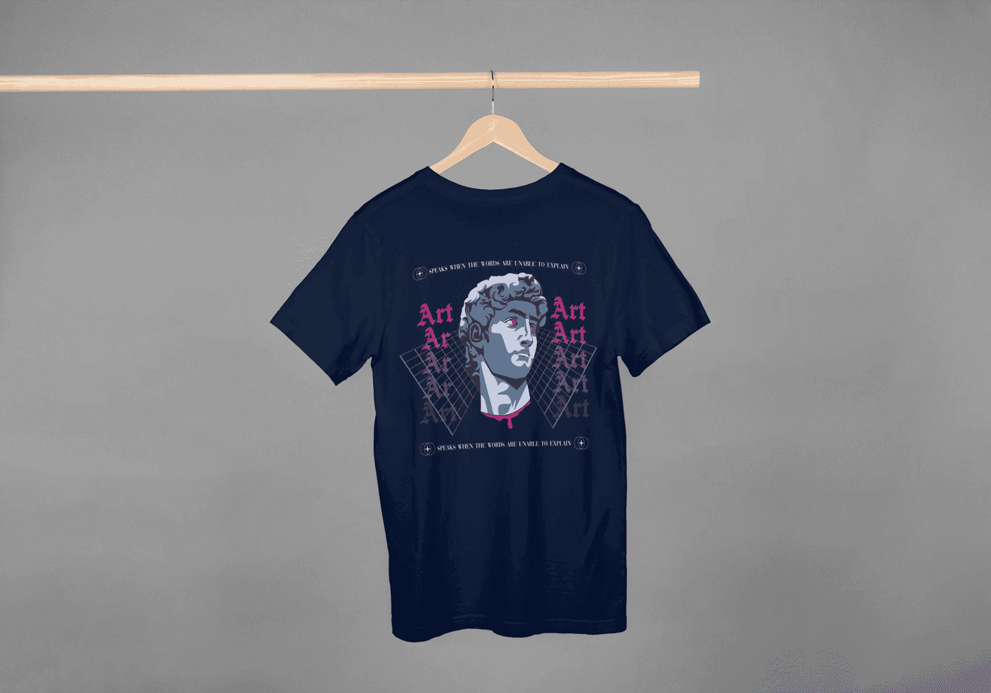 Art Speaks Graphic Tee: Classical Bust Cyberpunk - Essentia Attire