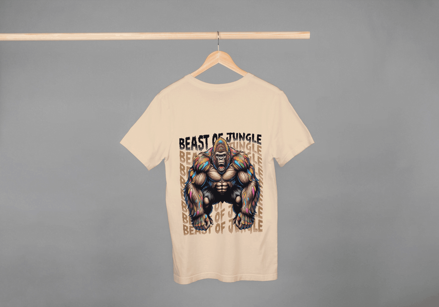 Beast of Jungle Rainbow: Gorilla Strength Graphic Tee - Essentia Attire