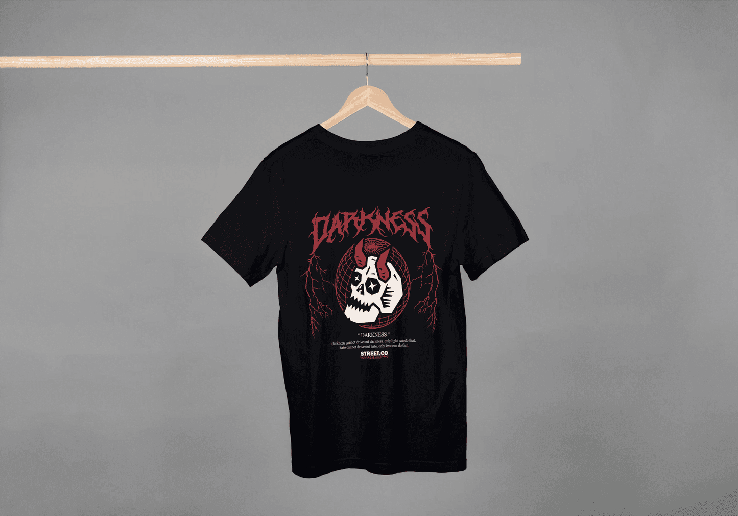 Darkness Skull Graphic: Edgy Streetwear Tee - Essentia Attire