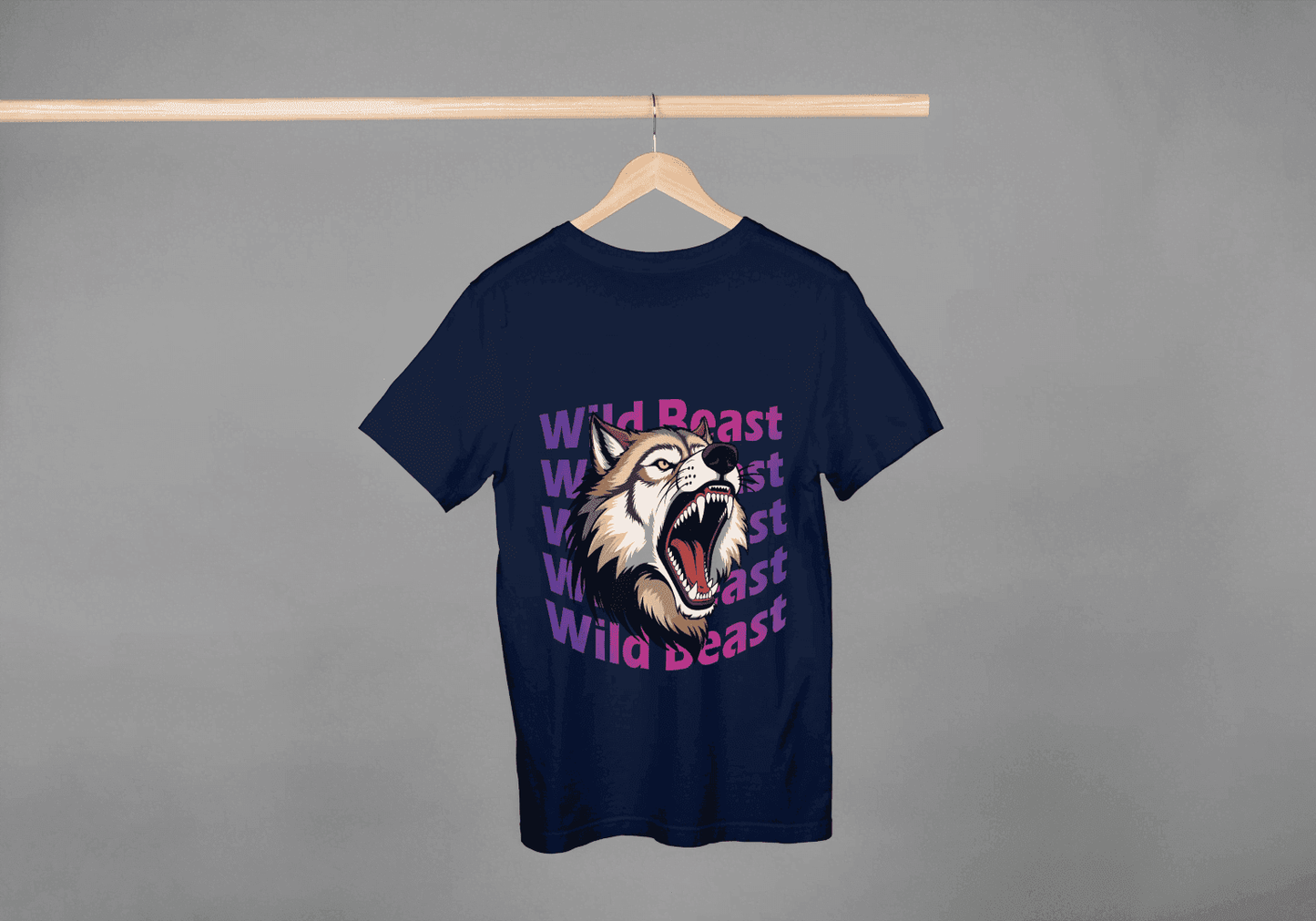 Wild Beast Wolf Howl: Aggressive Wolf Gradient Tee - Essentia Attire