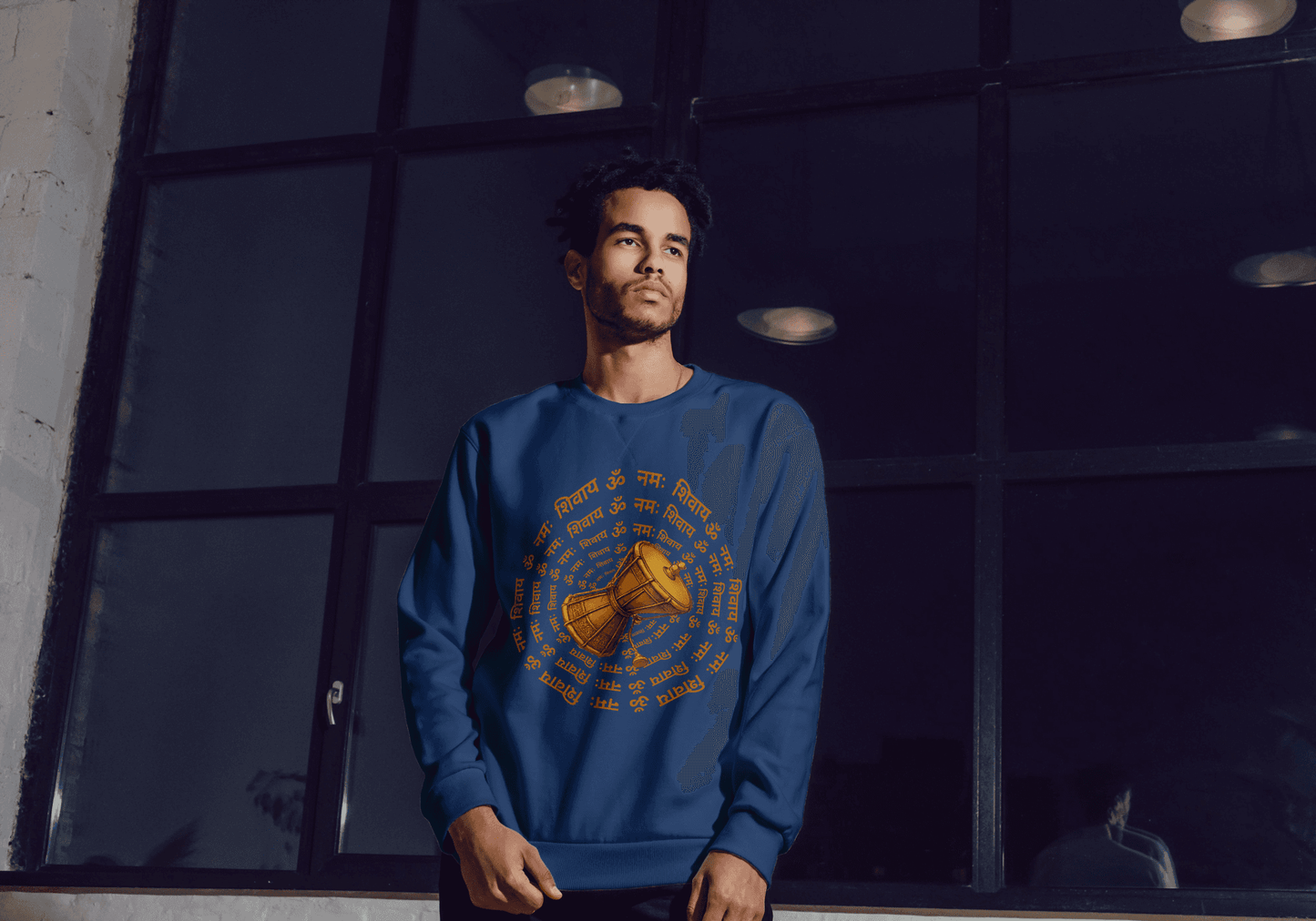 Sacred Damru Music Instrument Sweatshirt | Hindu Devotional Wear & Religious Gift