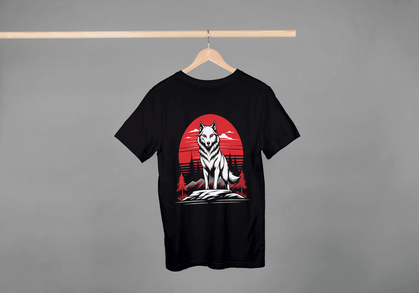 Red Moon Wolf: Mystical Animal Graphic Tee - Essentia Attire