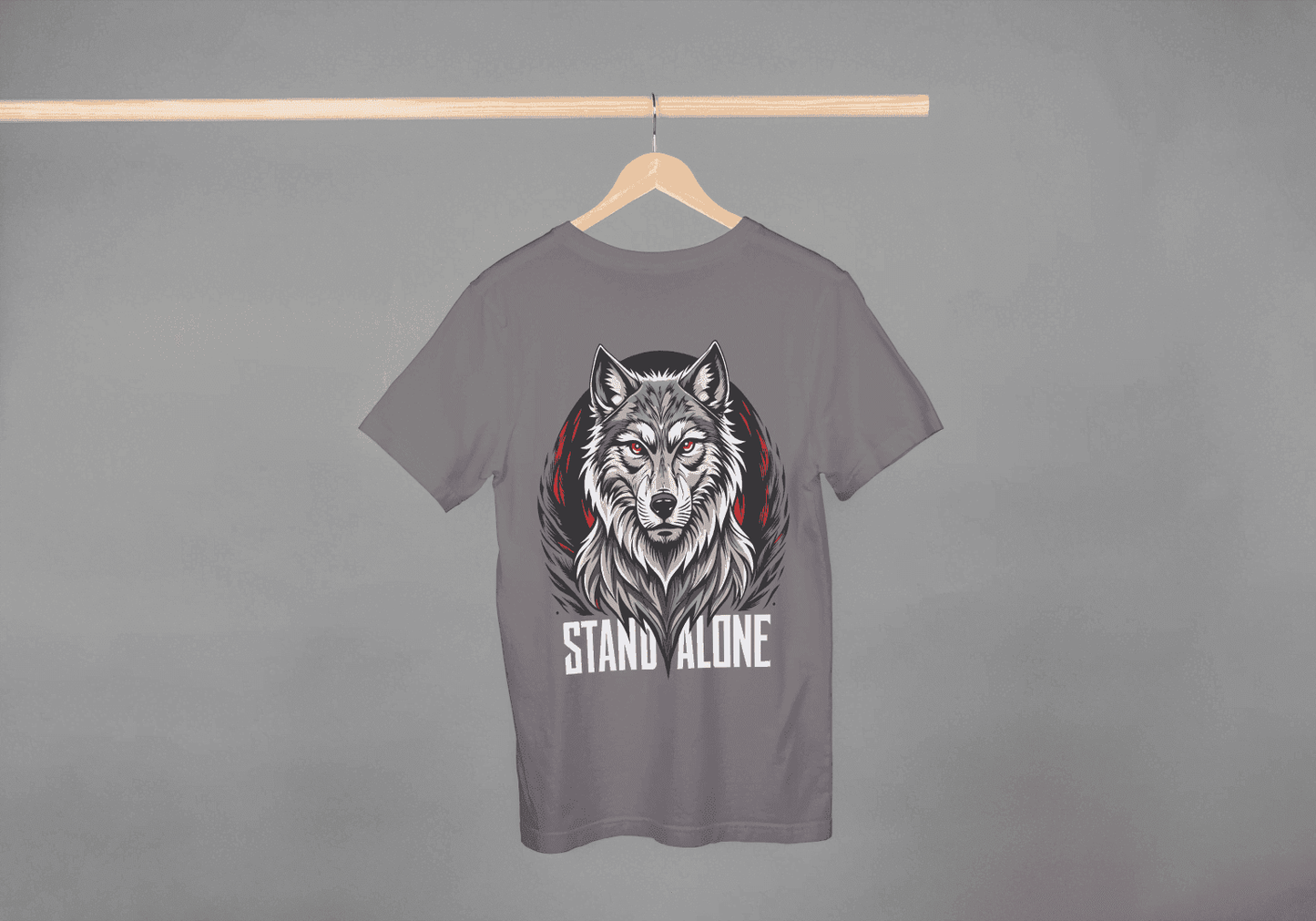 Stand Alone Wolf Tee: Red Eyes Alpha Graphic - Essentia Attire