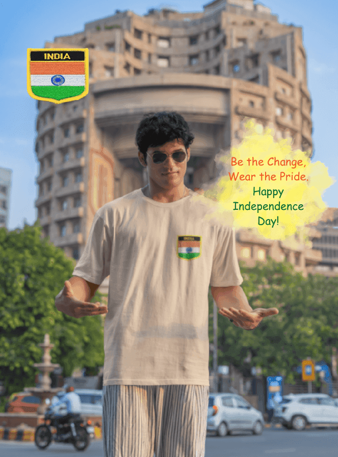 Flag Crest Tee | Embroidered Patch Unisex Oversize T-Shirt - Essentia Attire