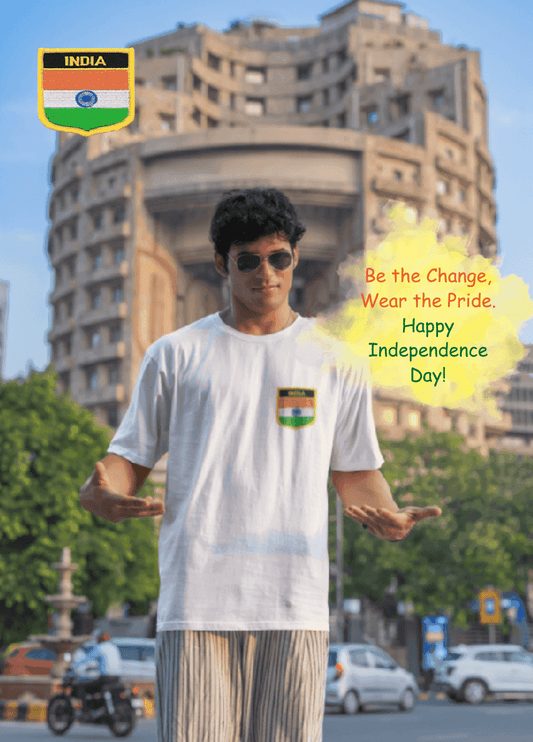 Flag Crest Tee | Embroidered Patch Unisex Oversize T-Shirt - Essentia Attire