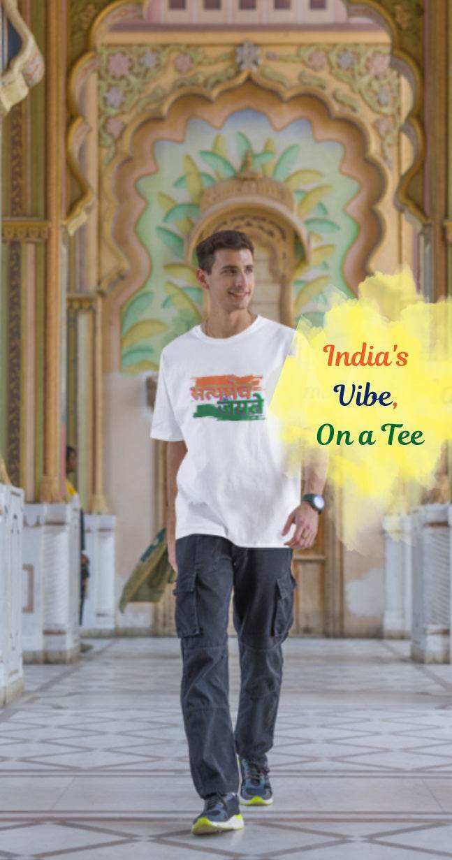 Satyameva Jayate T-shirt | India Motto Oversize Unisex Tee - Essentia Attire