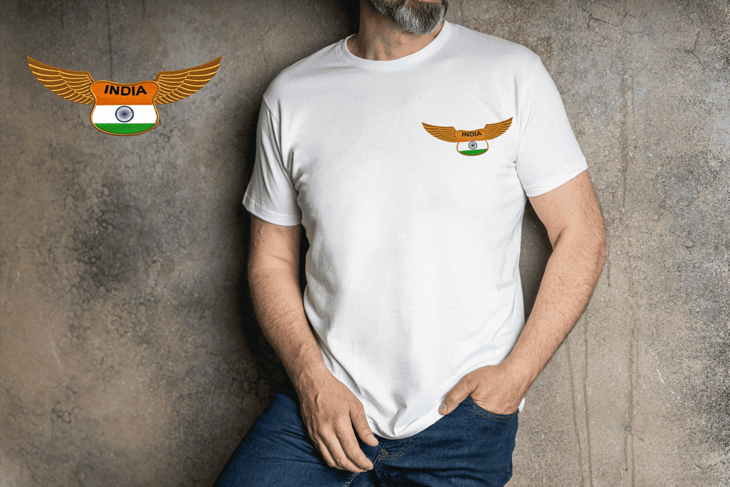 Winged Emblem Embroidered Patch T-Shirt | Unisex Patriotic Tee - Essentia Attire