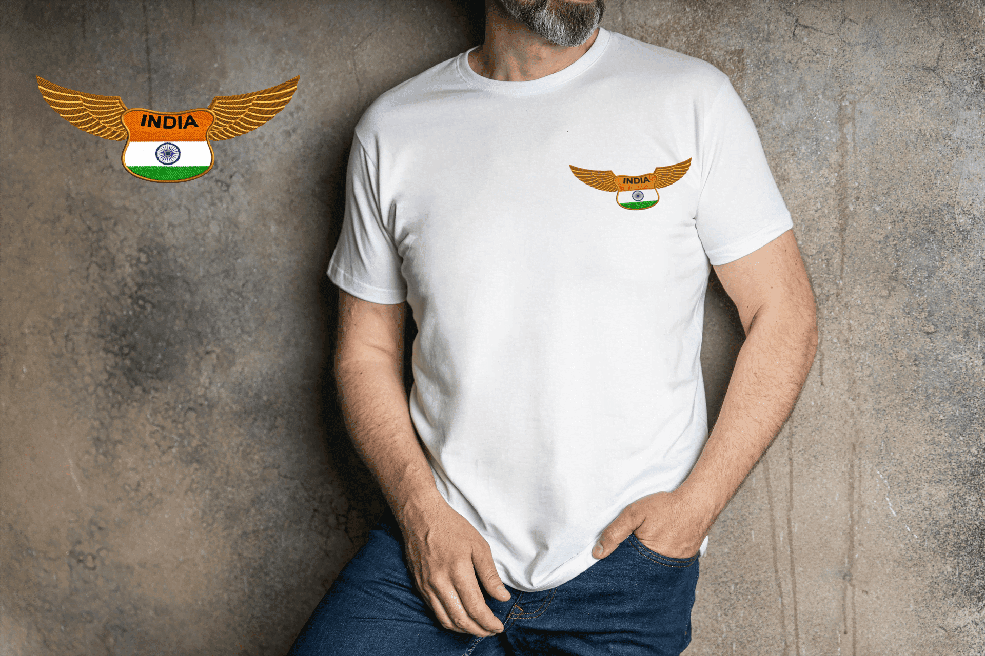 Winged Emblem Embroidered Patch T-Shirt | Unisex Patriotic Tee - Essentia Attire