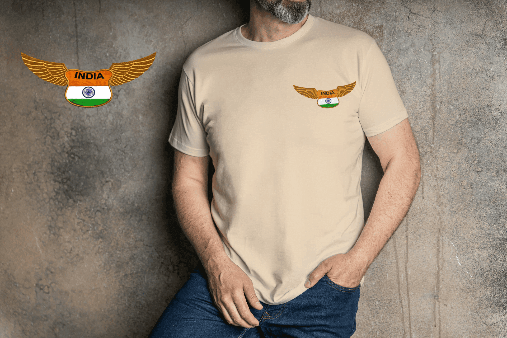 Winged Emblem Embroidered Patch T-Shirt | Unisex Patriotic Tee - Essentia Attire