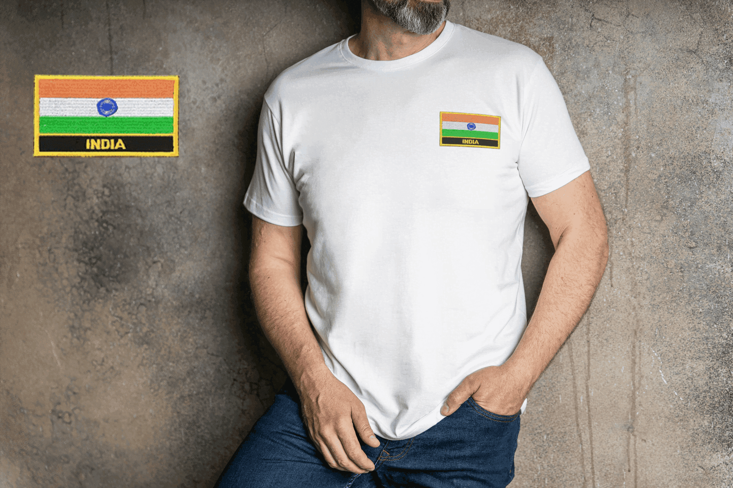 Indian Flag Embroidered Patch Unisex T-Shirt | Patriotic Tee - Essentia Attire