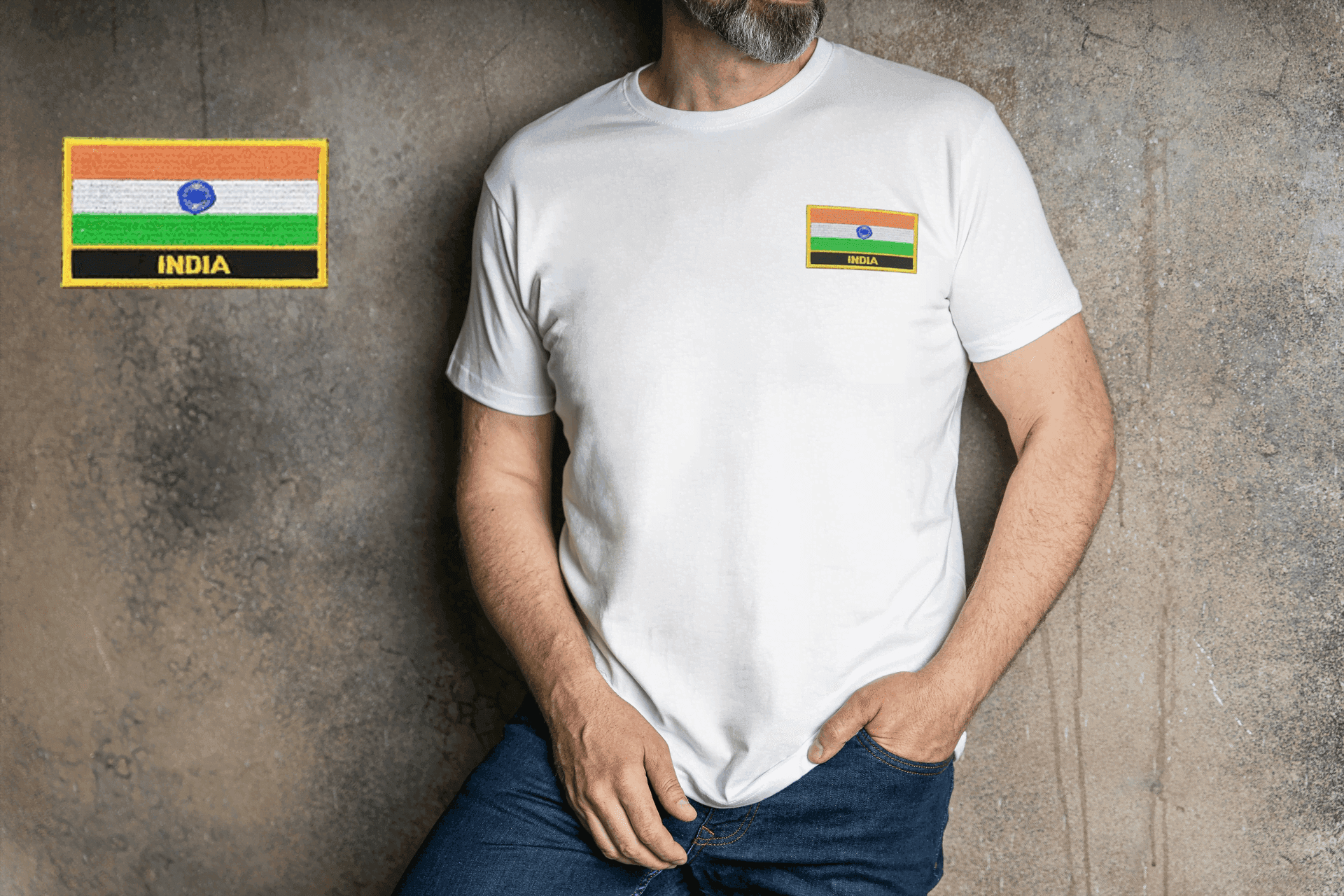 Indian Flag Embroidered Patch Unisex T-Shirt | Patriotic Tee - Essentia Attire