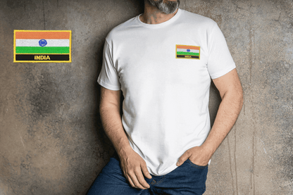 Indian Flag Embroidered Patch Unisex T-Shirt | Patriotic Tee - Essentia Attire
