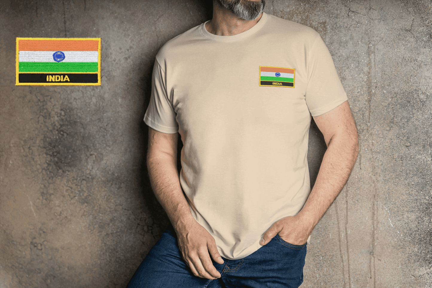 Indian Flag Embroidered Patch Unisex T-Shirt | Patriotic Tee - Essentia Attire