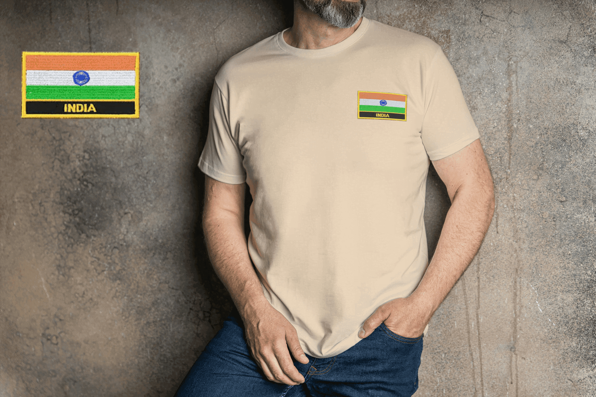 Indian Flag Embroidered Patch Unisex T-Shirt | Patriotic Tee - Essentia Attire