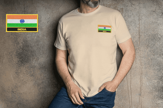 Indian Flag Embroidered Patch Unisex T-Shirt | Patriotic Tee - Essentia Attire