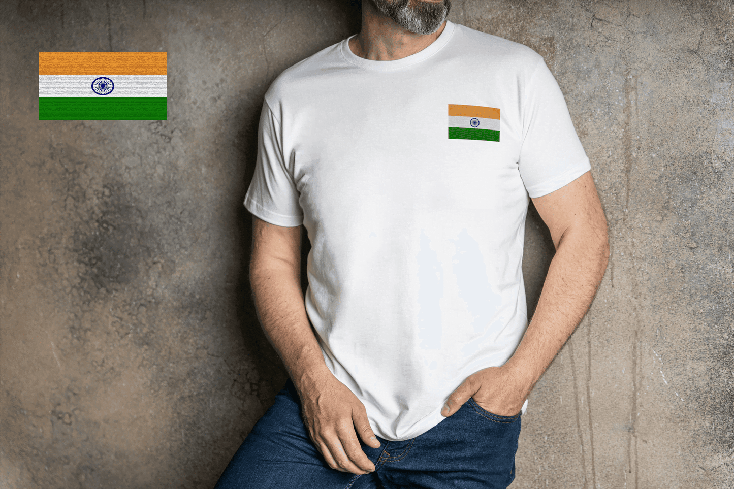 Indian Flag Tiranga Tee | Embroidered Patch Unisex T-Shirt - Essentia Attire